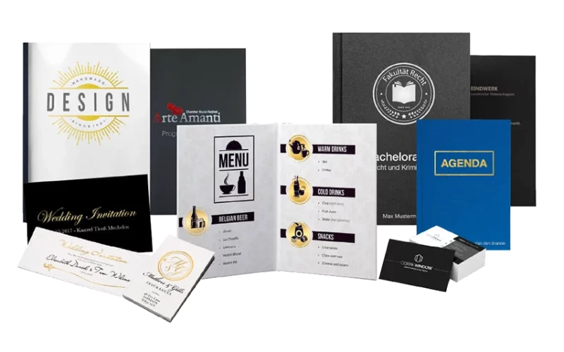 Multiples exemples de réalisations de dorure avec la Flat Bed Foil Printer Multiples exemples de réalisations de dorure avec la Flat Bed Foil Printer